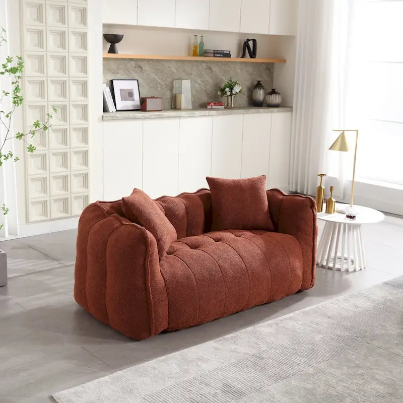 Chenille Tufted Loveseat Accent Chair with High Density Foam - 65 Inch
