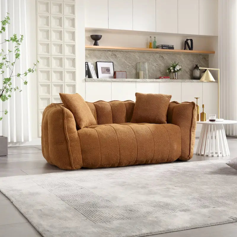 Chenille Tufted Loveseat Accent Chair with High Density Foam - 65 Inch