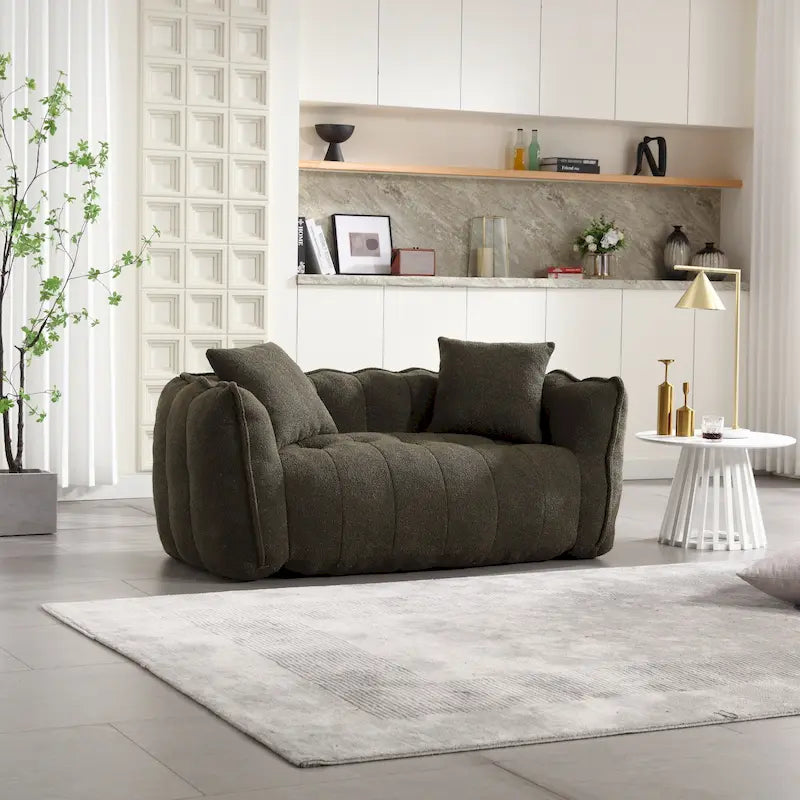 Chenille Tufted Loveseat Accent Chair with High Density Foam - 65 Inch