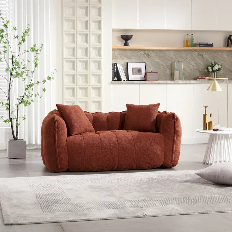 Chenille Tufted Loveseat Accent Chair with High Density Foam - 65 Inch