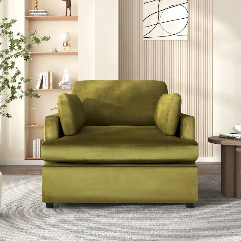 Oversized Accent Chair with Armrest Cushions - Neutral Style