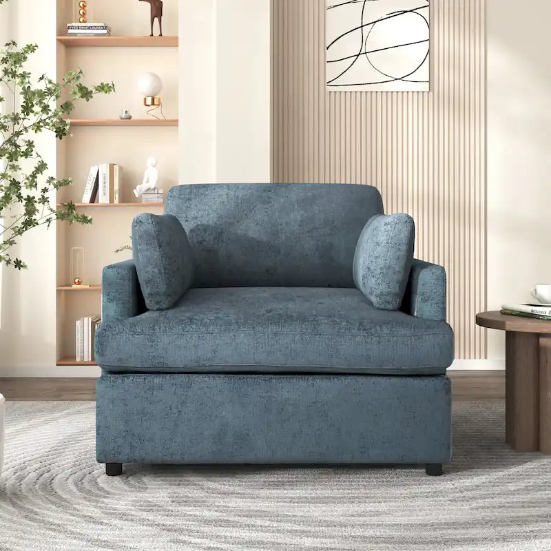 Oversized Accent Chair with Armrest Cushions - Neutral Style