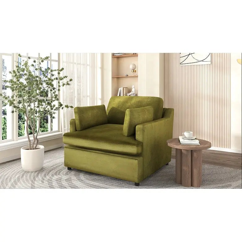 Oversized Accent Chair with Armrest Cushions - Neutral Style