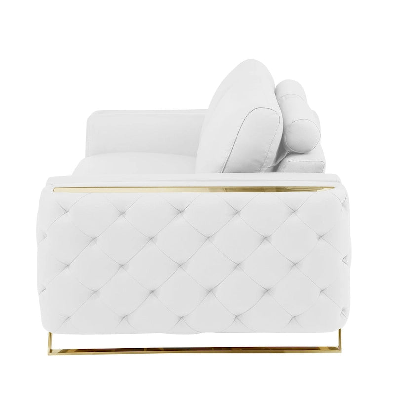 Divanetto in vera pelle bianca e oro - 72 pollici