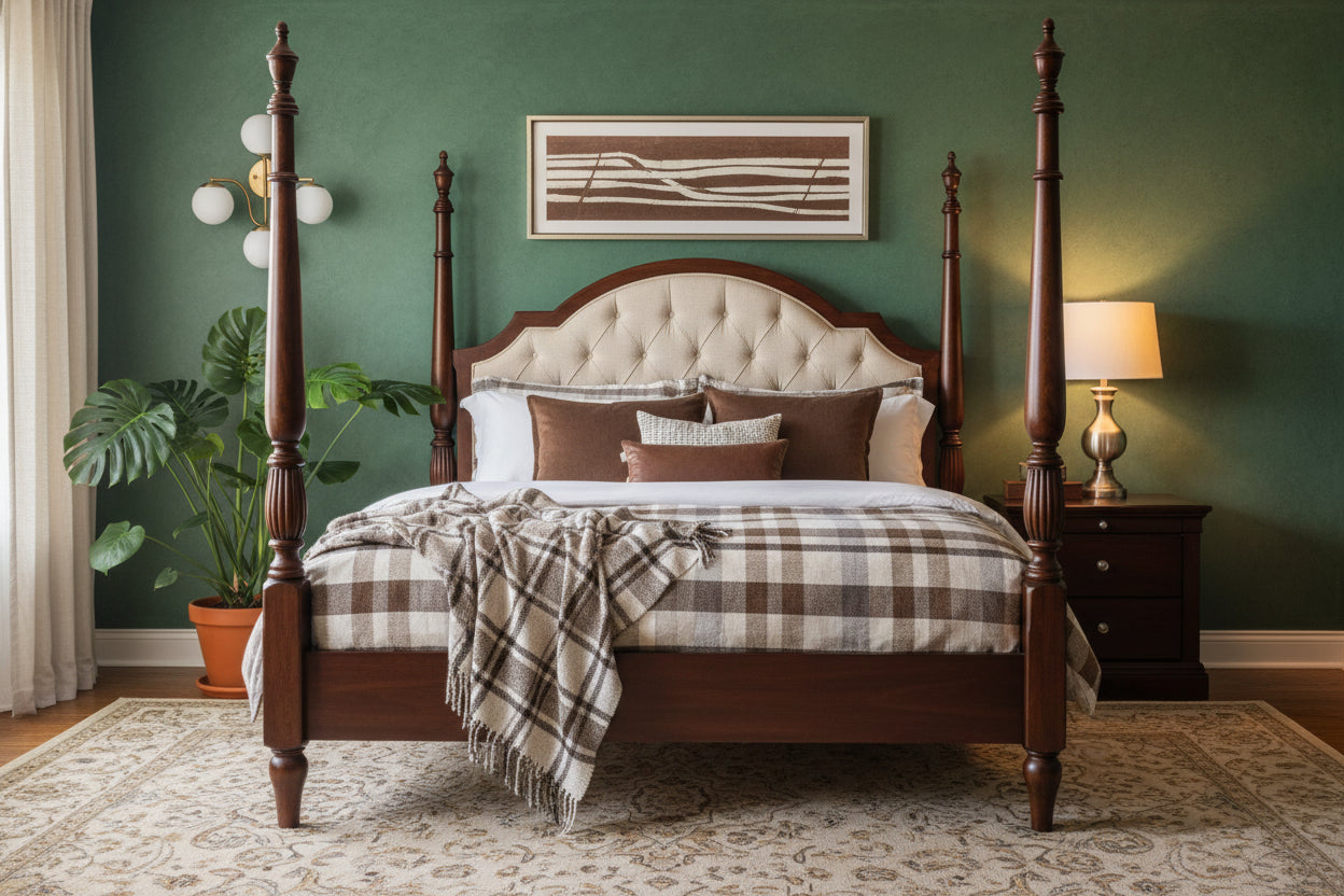 Queen Platform Bed with Upholstered Headboard & Hidden Storage