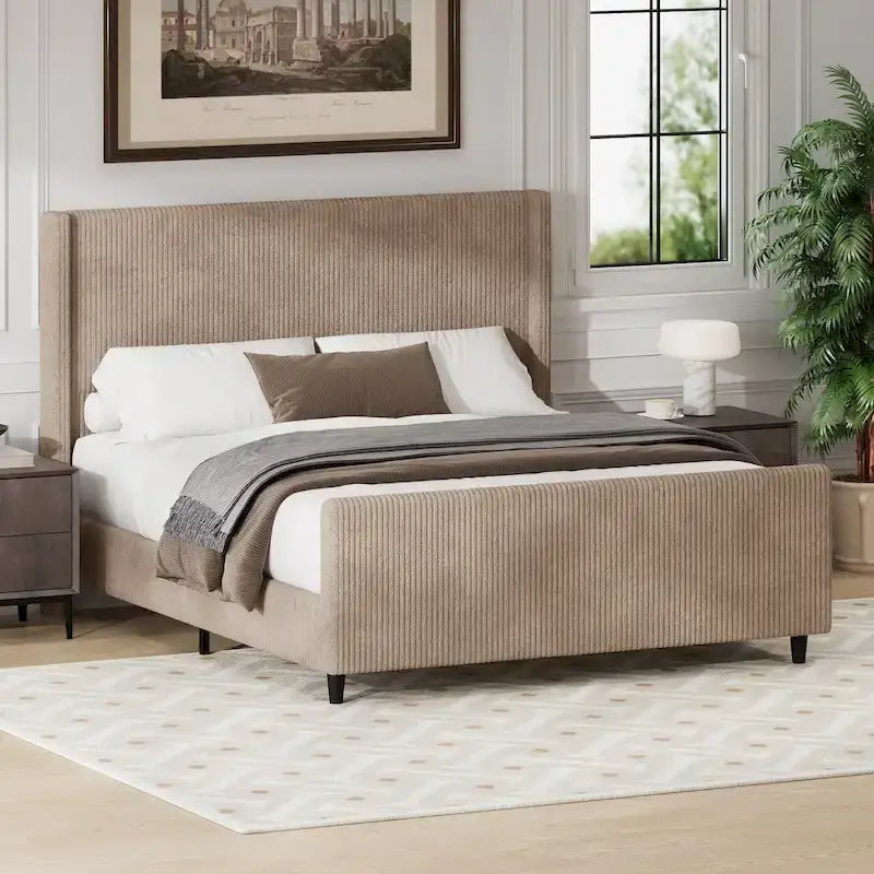 Upholstered Bed Frame with Stylish Headboard
