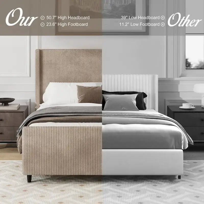 Struttura letto imbottita con elegante testiera