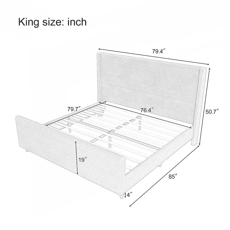 Struttura letto imbottita con elegante testiera