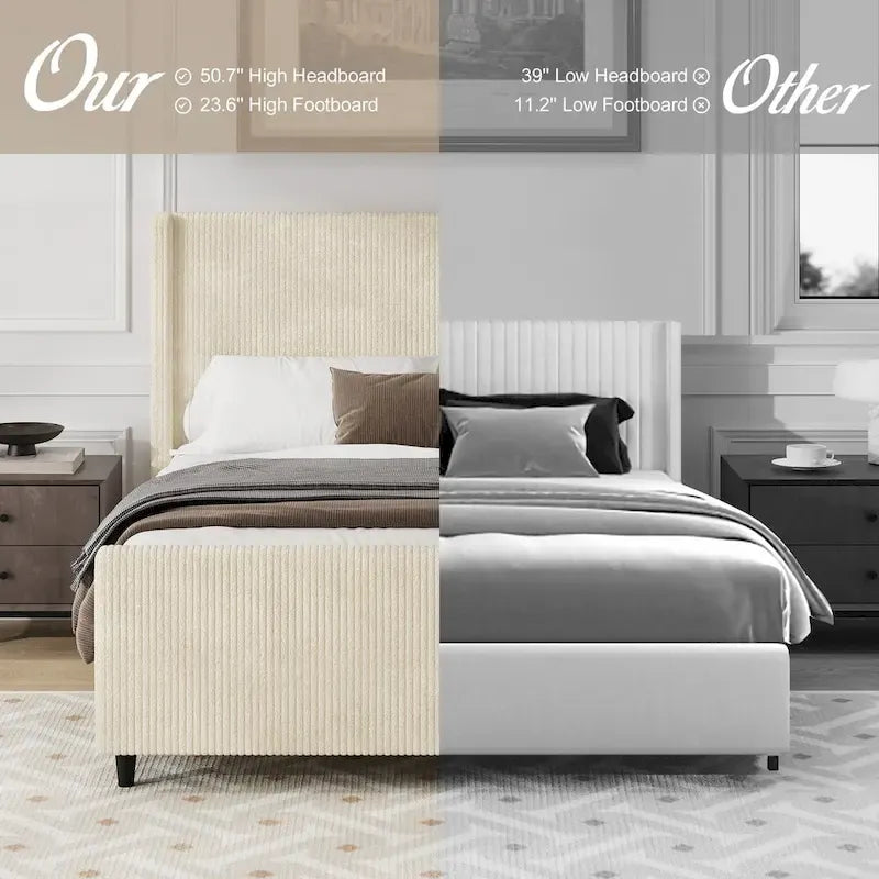 Struttura letto imbottita con elegante testiera