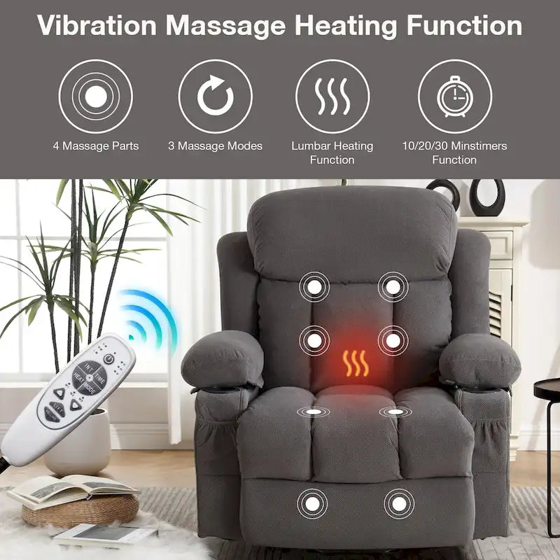 Electric Power Lift Recliner Chair with Heat, Massage and USB Port