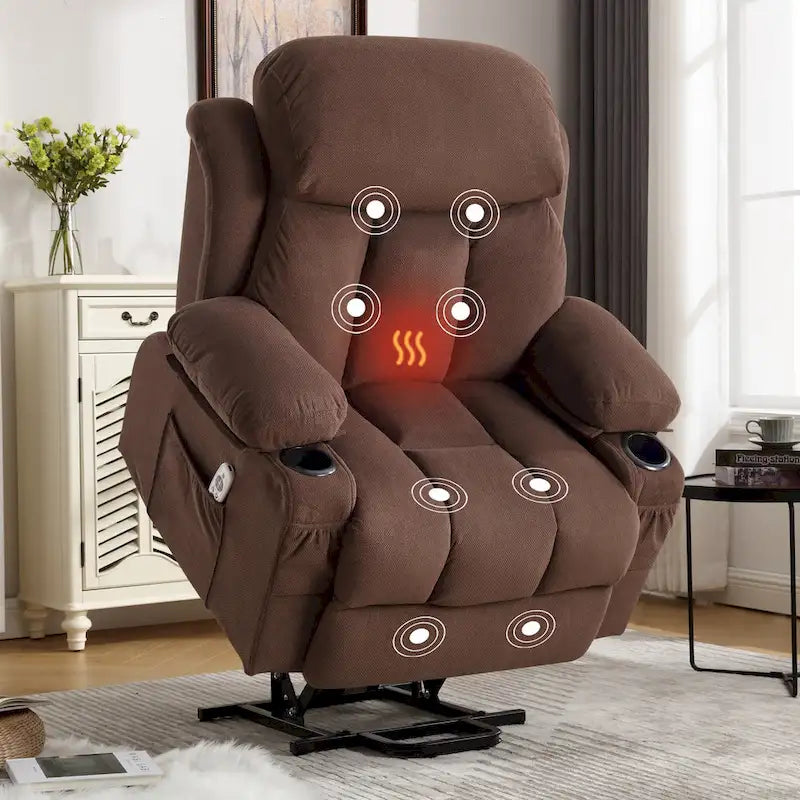 Poltrona Reclinabile Elettrica con Sollevamento, Funzione Calore, Massaggio e Porta USB