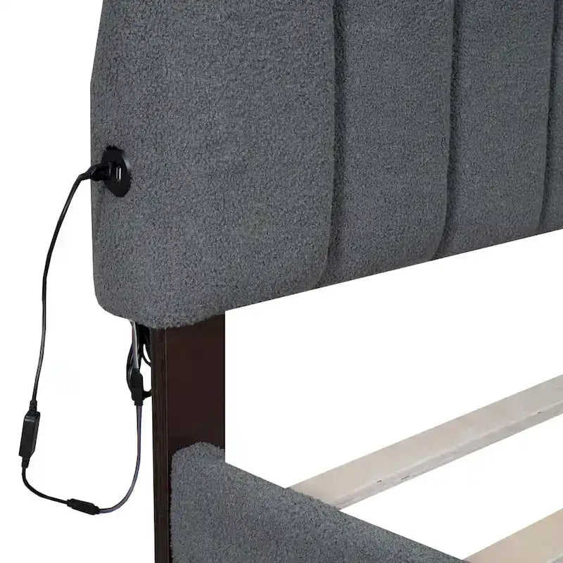 Letto matrimoniale imbottito con piattaforma e cassetto portaoggetti