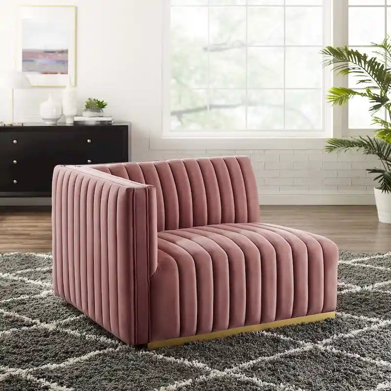 Channel Tufted Velvet Left-Arm Accent Chair