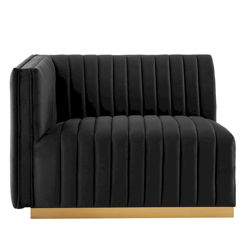 Channel Tufted Velvet Left-Arm Accent Chair