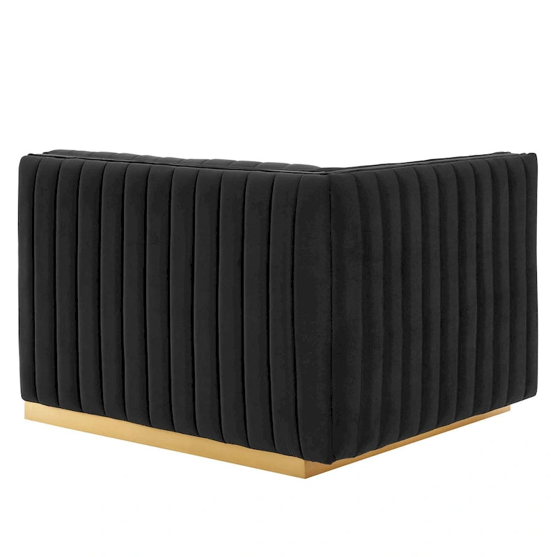 Channel Tufted Velvet Left-Arm Accent Chair