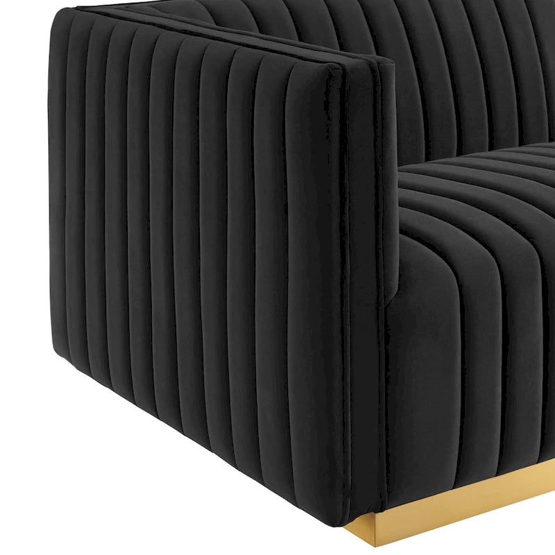 Channel Tufted Velvet Left-Arm Accent Chair