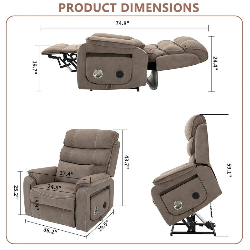 Poltrona Reclinabile Oversize con Ricarica Wireless, Massaggio e Riscaldamento