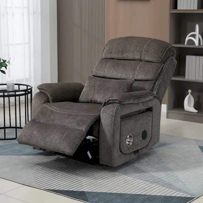 Poltrona Reclinabile Oversize con Ricarica Wireless, Massaggio e Riscaldamento