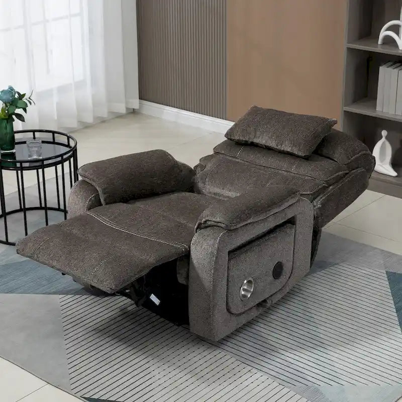 Poltrona Reclinabile Oversize con Ricarica Wireless, Massaggio e Riscaldamento