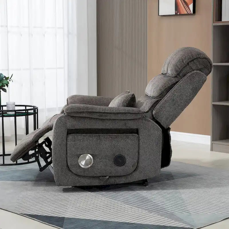 Poltrona Reclinabile Oversize con Ricarica Wireless, Massaggio e Riscaldamento