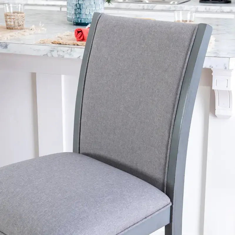 Grey Upholstered Counter Stool 25 Inch Set of 2