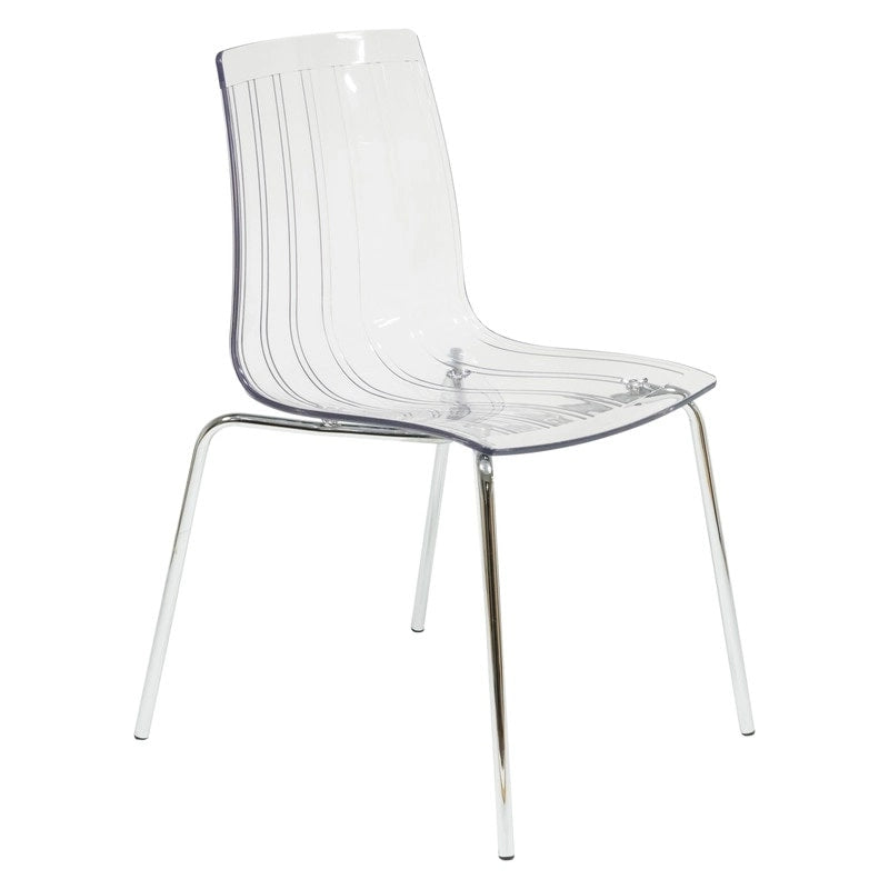 Transparent Acrylic Dining Chair with Chrome Legs Set of 4
