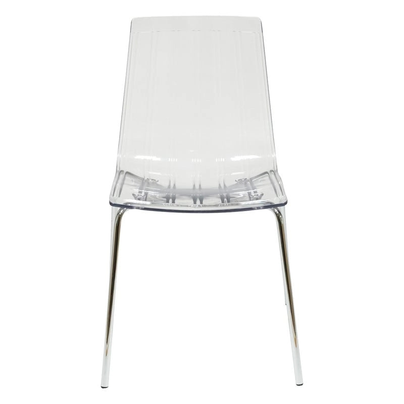 Transparent Acrylic Dining Chair with Chrome Legs Set of 4