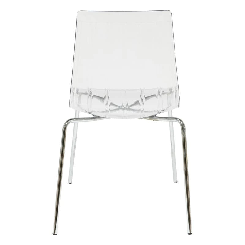 Set di 4 sedie da pranzo in acrilico trasparente con gambe cromate