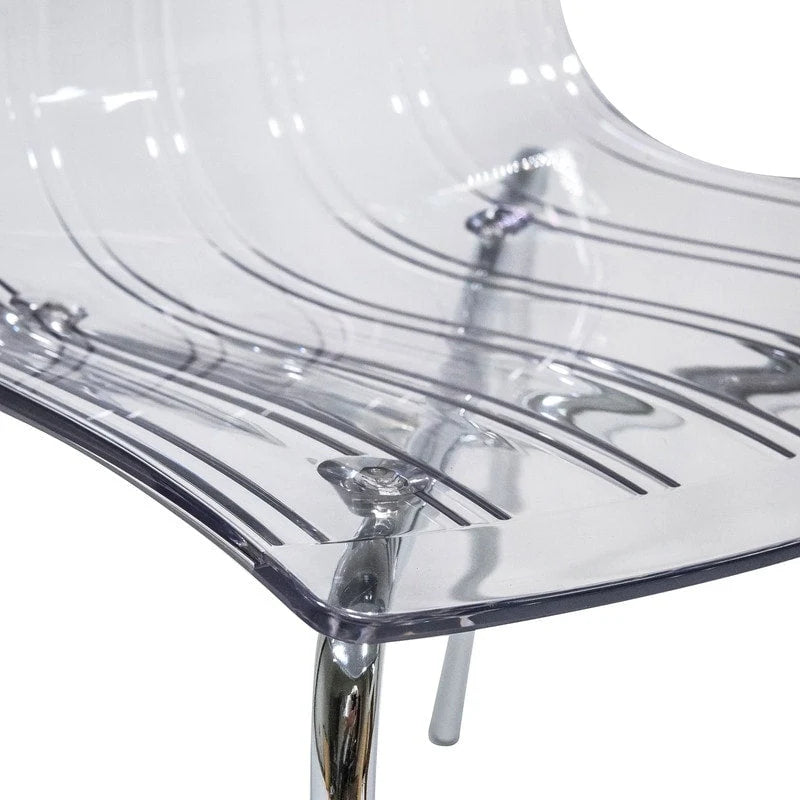Set di 4 sedie da pranzo in acrilico trasparente con gambe cromate