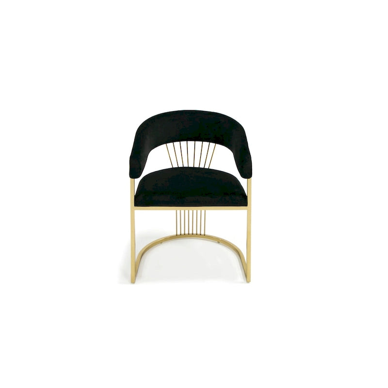 Modern Black Velvet Dining Chair with Gold Steel Base