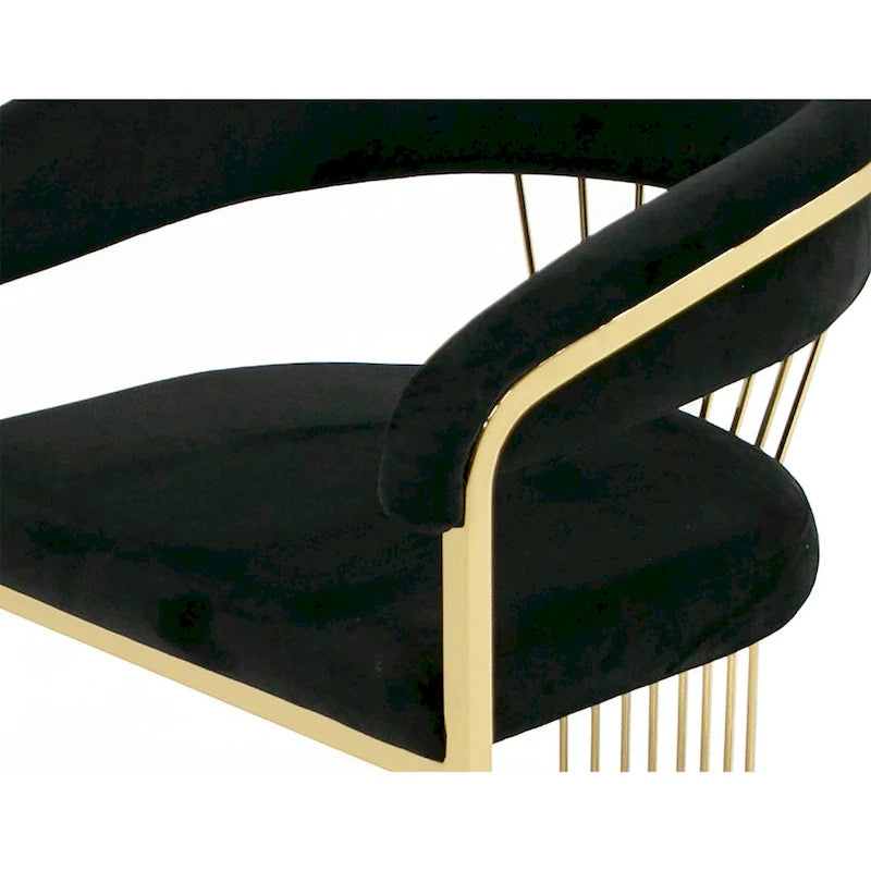 Modern Black Velvet Dining Chair with Gold Steel Base