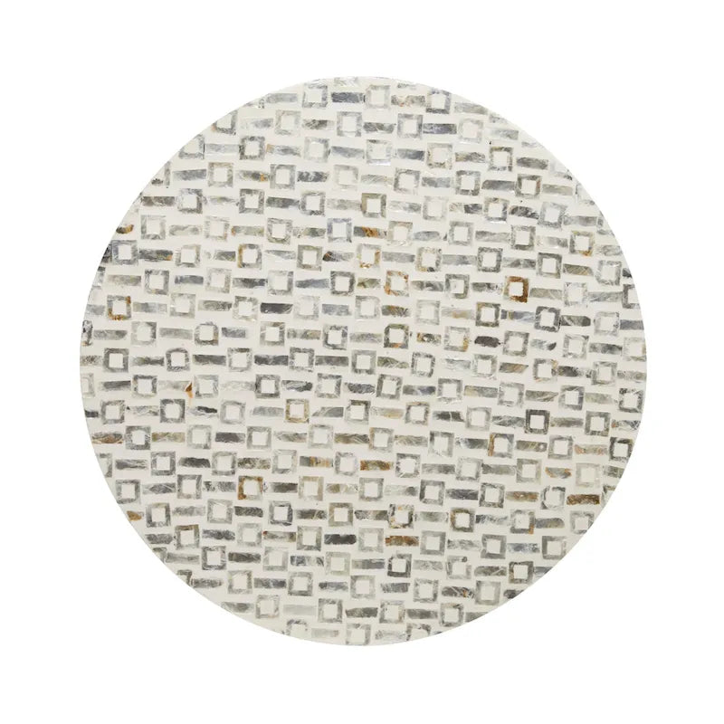 Tavolino da salotto Shell con base dorata e motivo geometrico