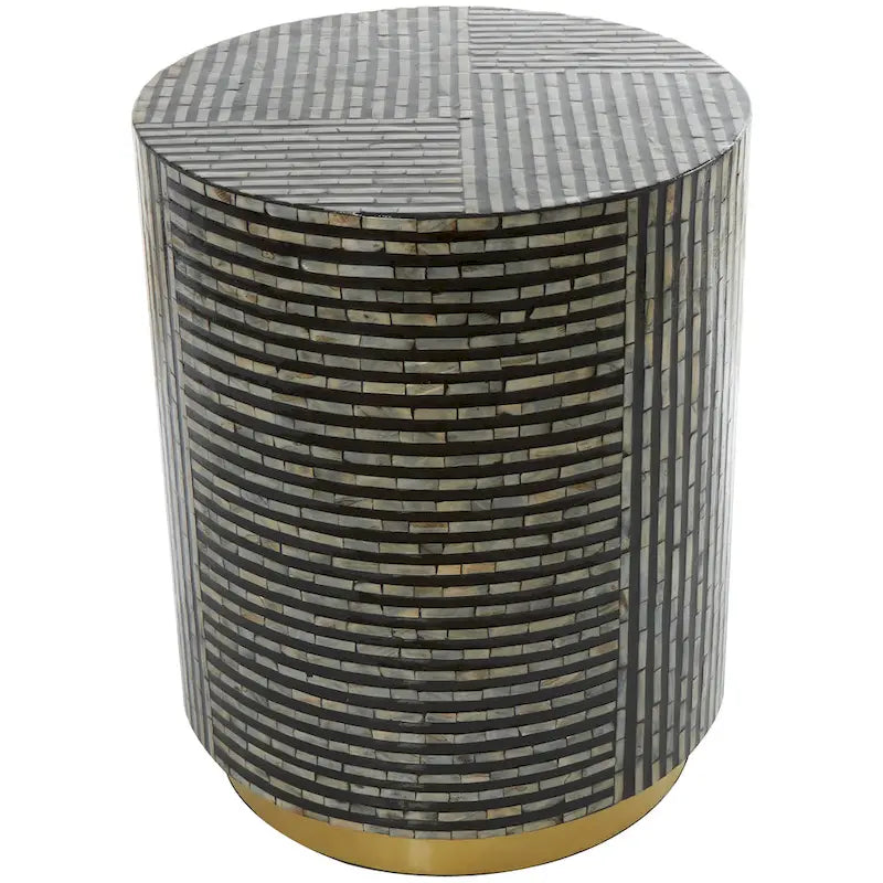 Tavolino da salotto Shell con base dorata e motivo geometrico