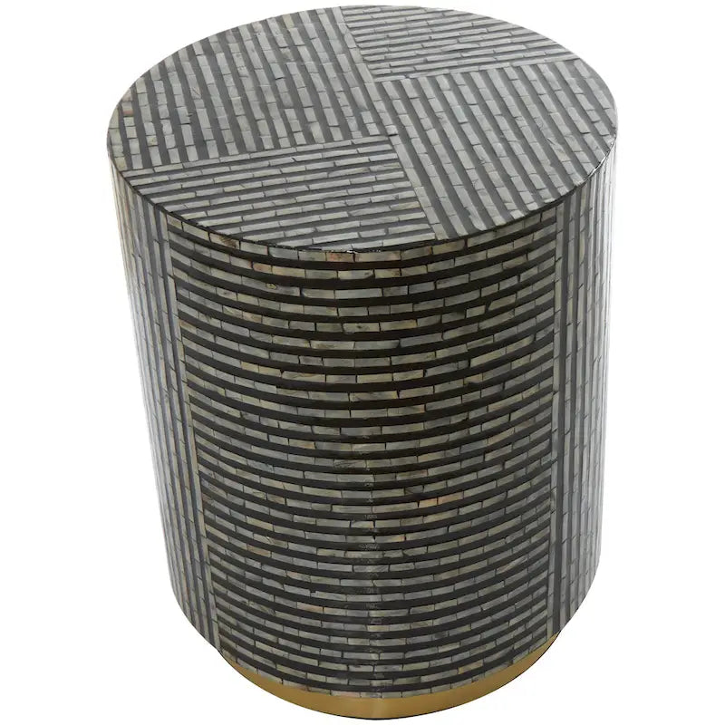 Tavolino da salotto Shell con base dorata e motivo geometrico