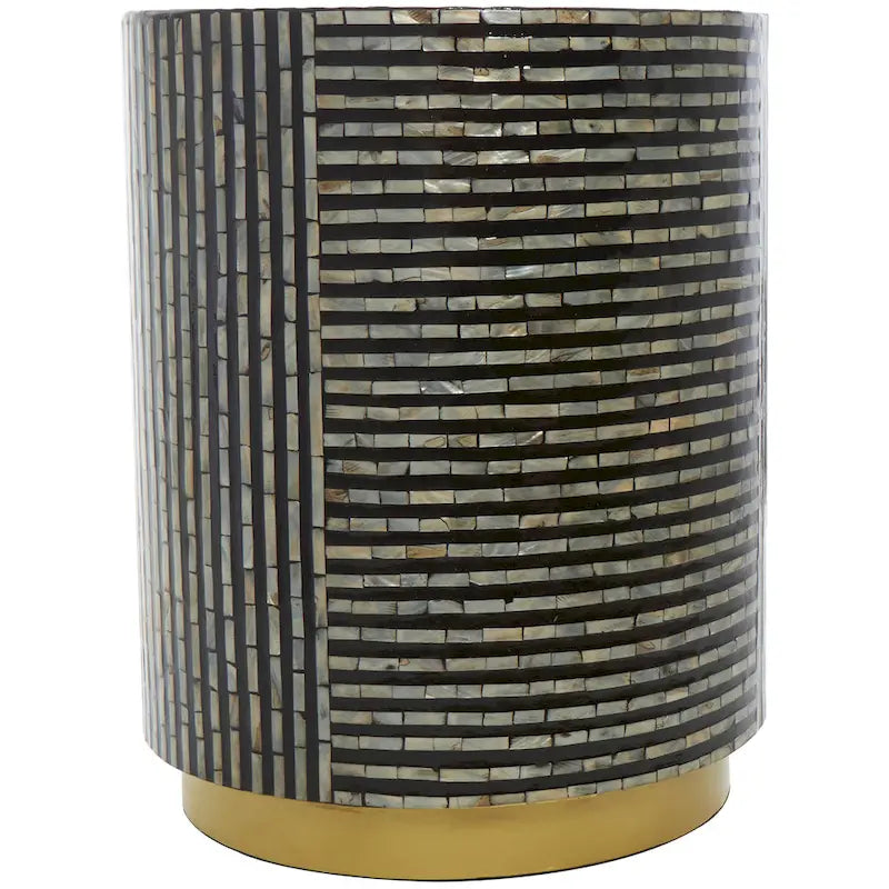 Tavolino da salotto Shell con base dorata e motivo geometrico