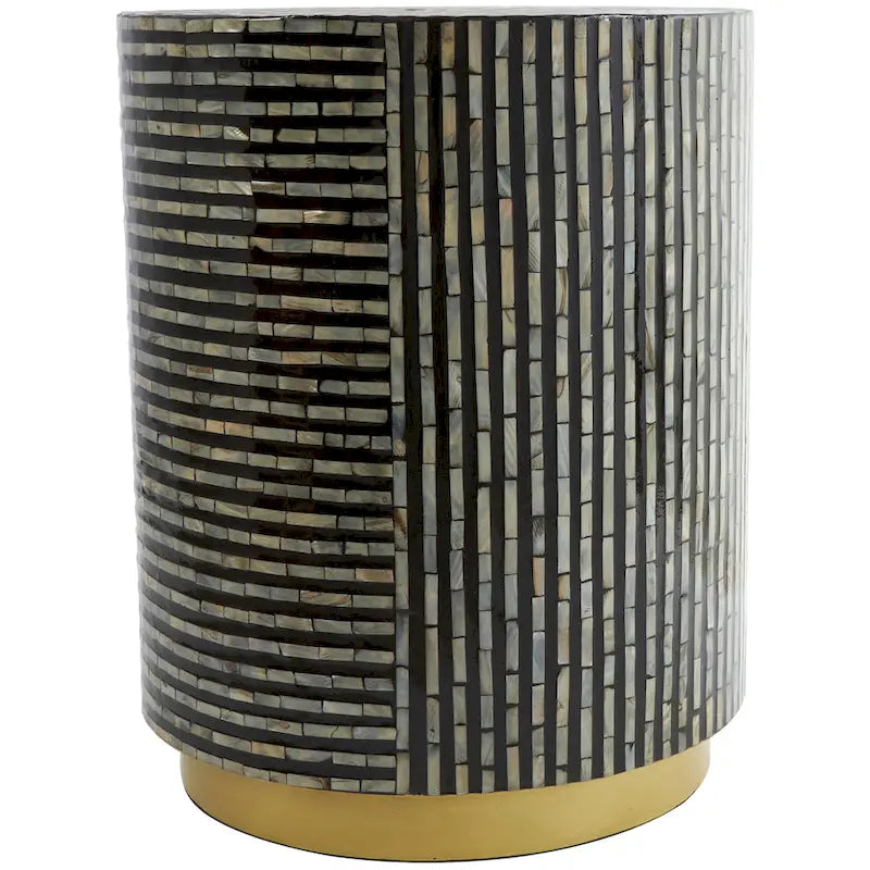 Tavolino da salotto Shell con base dorata e motivo geometrico