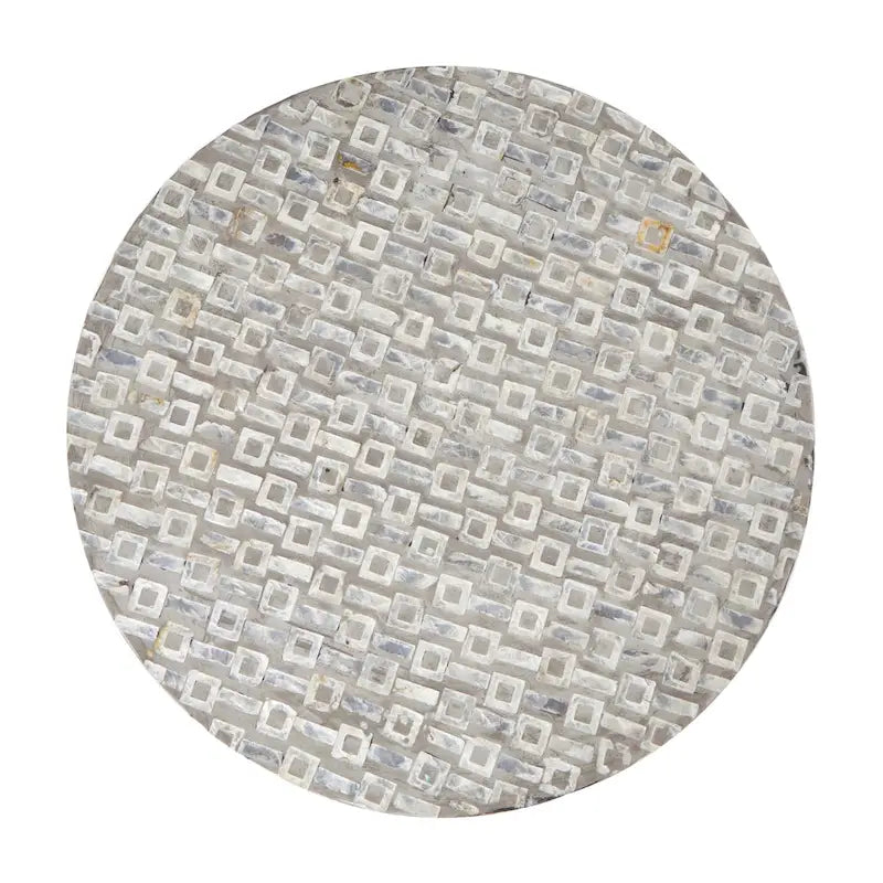 Tavolino da salotto Shell con base dorata e motivo geometrico