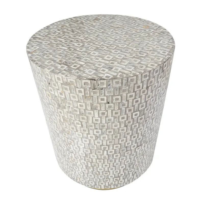 Tavolino da salotto Shell con base dorata e motivo geometrico