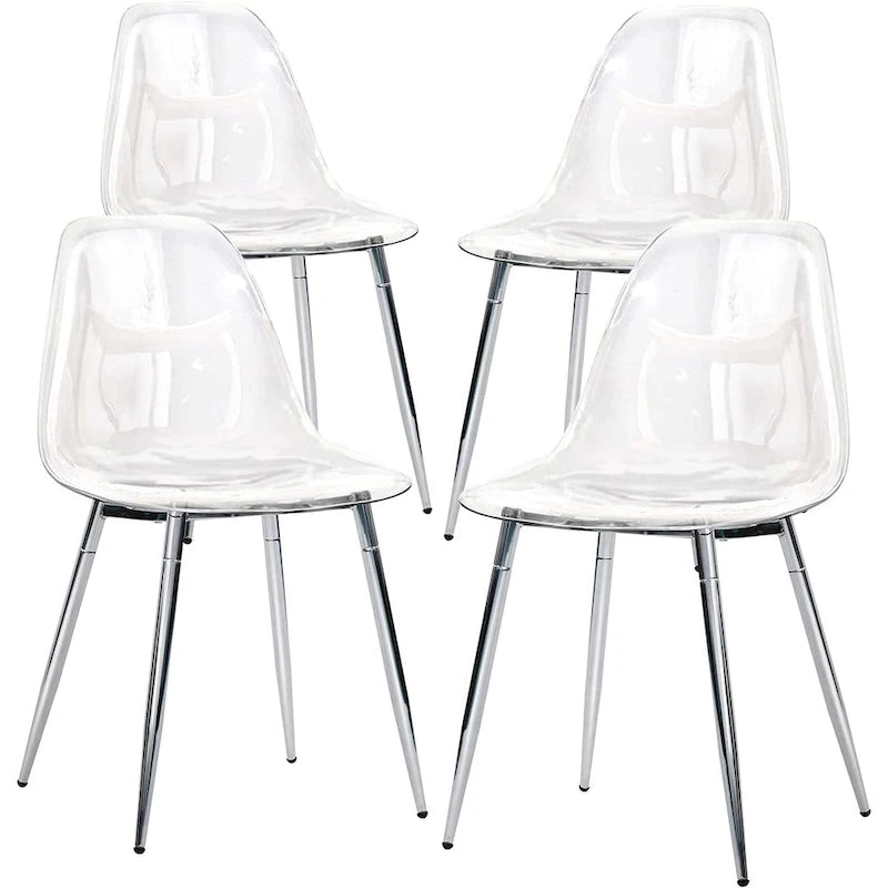 Transparent Plastic Shell Accent Chair with Metal Legs