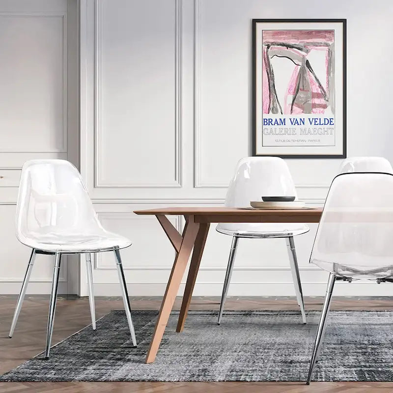 Transparent Plastic Shell Accent Chair with Metal Legs