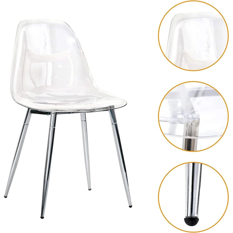 Transparent Plastic Shell Accent Chair with Metal Legs