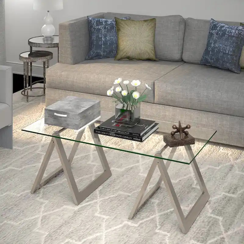 Coffee Table with Sawhorse Legs - Multiple Finish Options