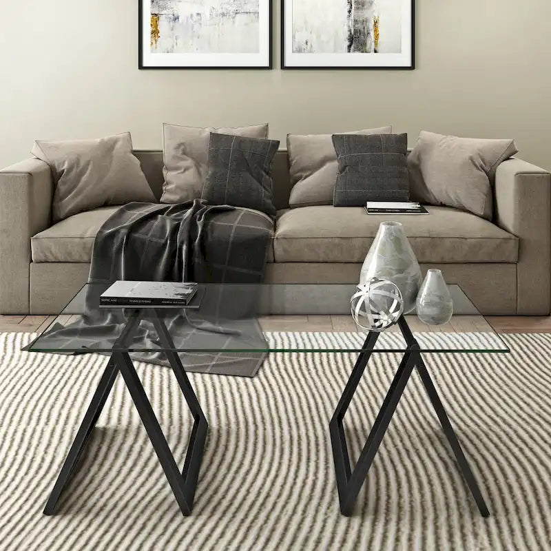 Coffee Table with Sawhorse Legs - Multiple Finish Options