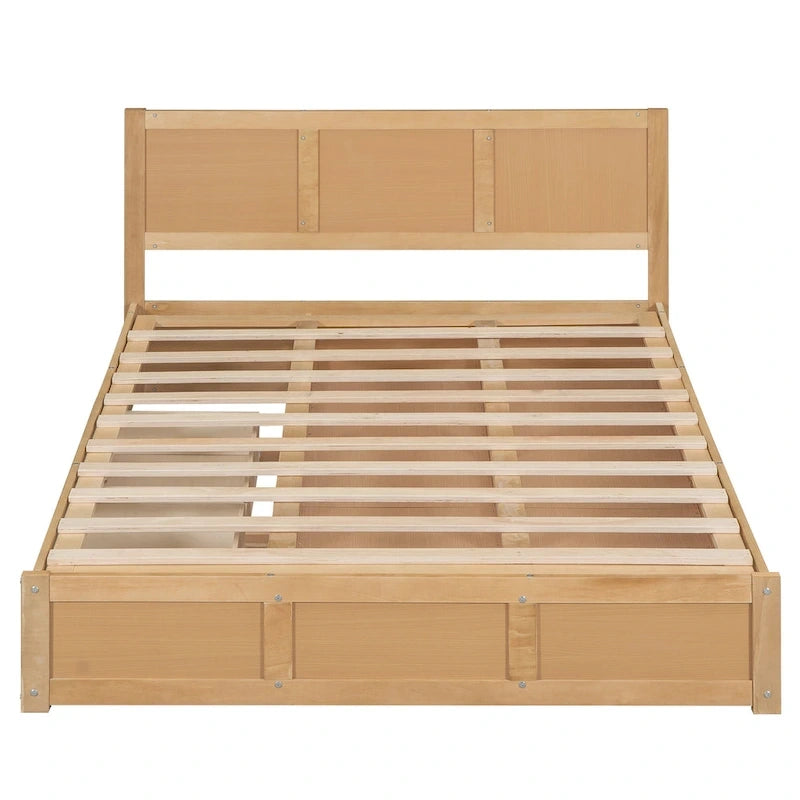 Letto a Piattaforma in Legno con Contenitore Sotto il Letto e 2 Cassetti