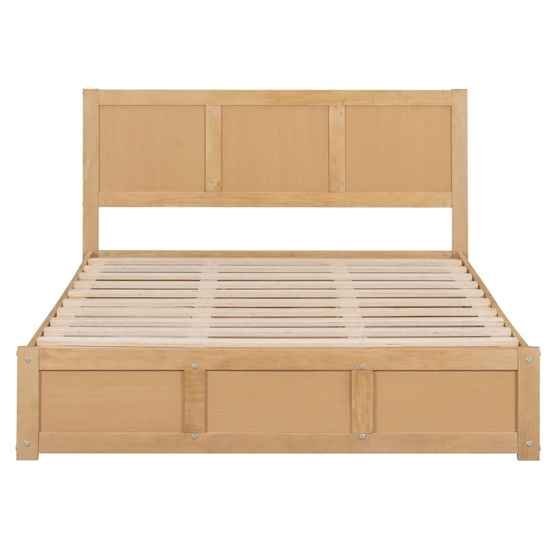 Letto a Piattaforma in Legno con Contenitore Sotto il Letto e 2 Cassetti