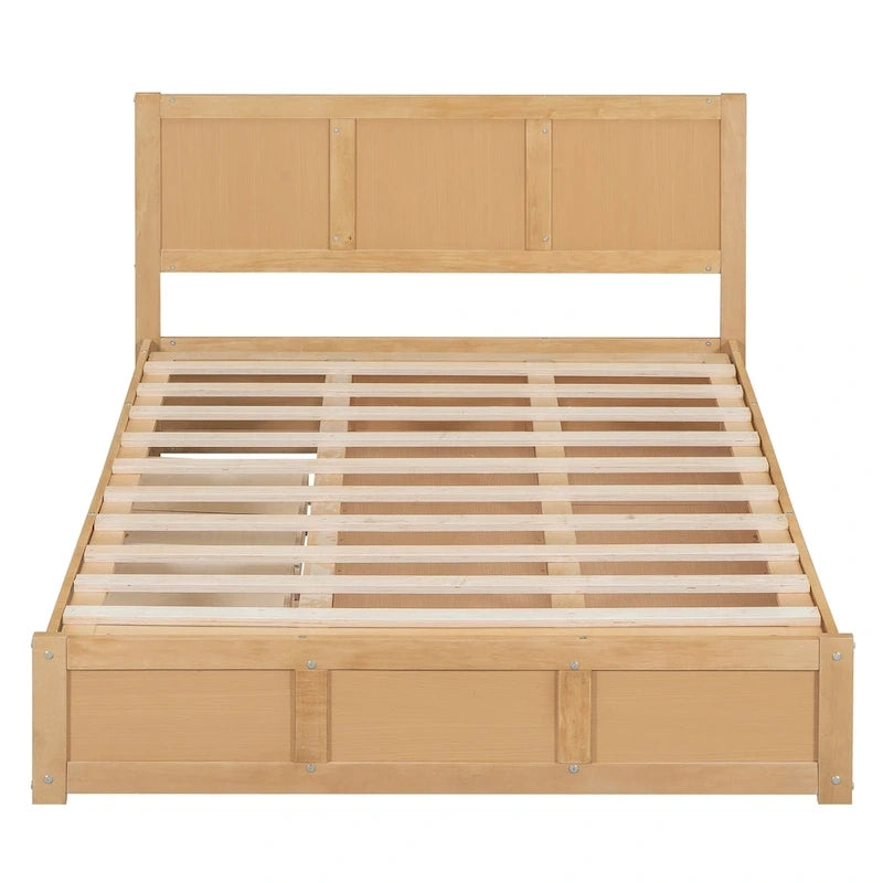 Letto a Piattaforma in Legno con Contenitore Sotto il Letto e 2 Cassetti
