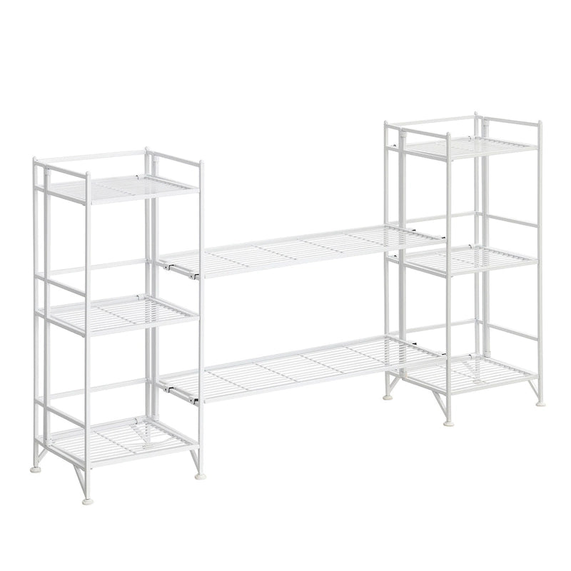 3-Tier Folding Metal Storage Shelves with 2 Extension Shelves