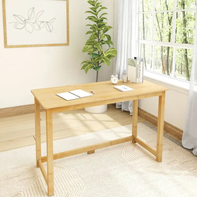 Modern Writing Desk with Solid Wood Legs - 47 inch