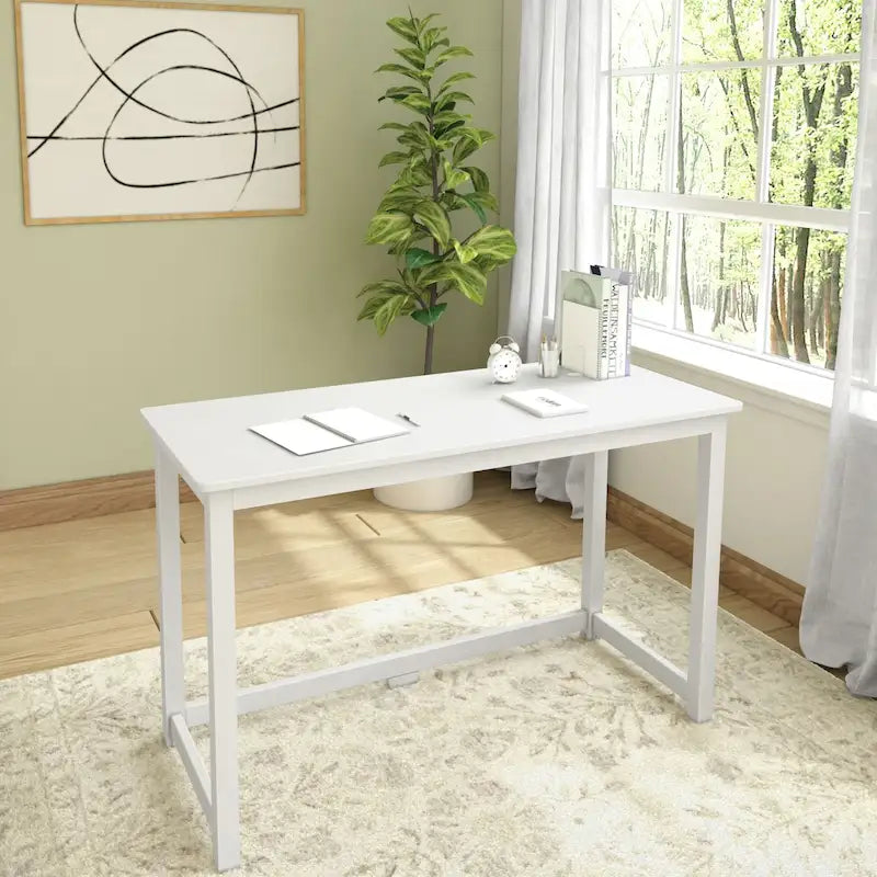 Modern Writing Desk with Solid Wood Legs - 47 inch