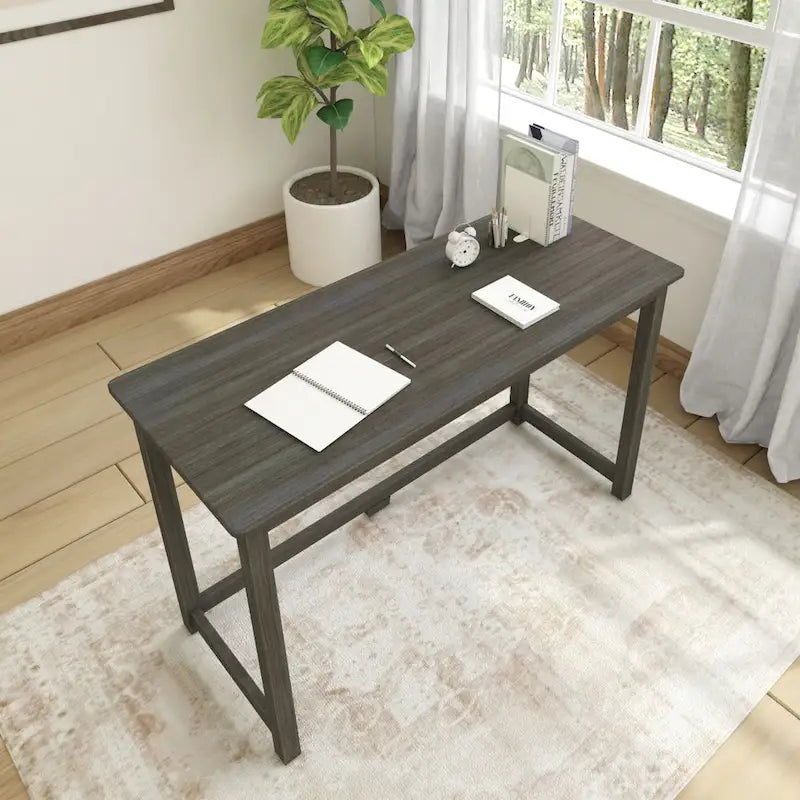 Scrivania Moderna con Gambe in Legno Massello - 119 cm